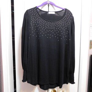 Retrology Black Silver Studded Sweater Sz XL